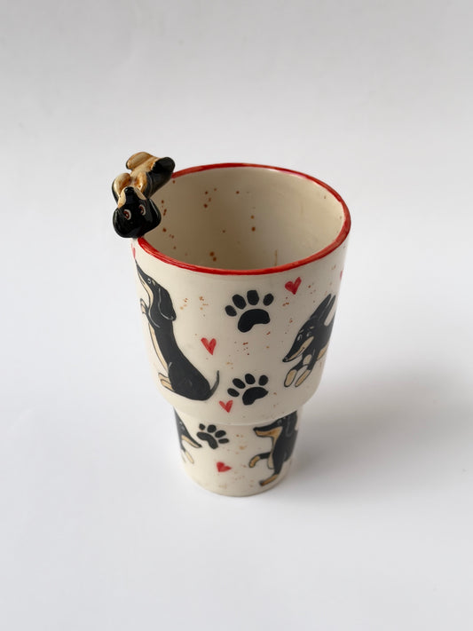 Dachshund dog handmade takeaway mug
