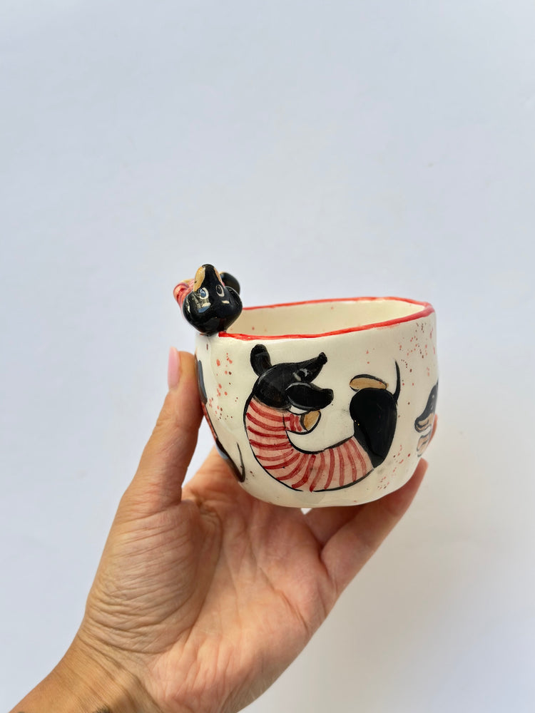 Dachshund dog handmade ceramic cup