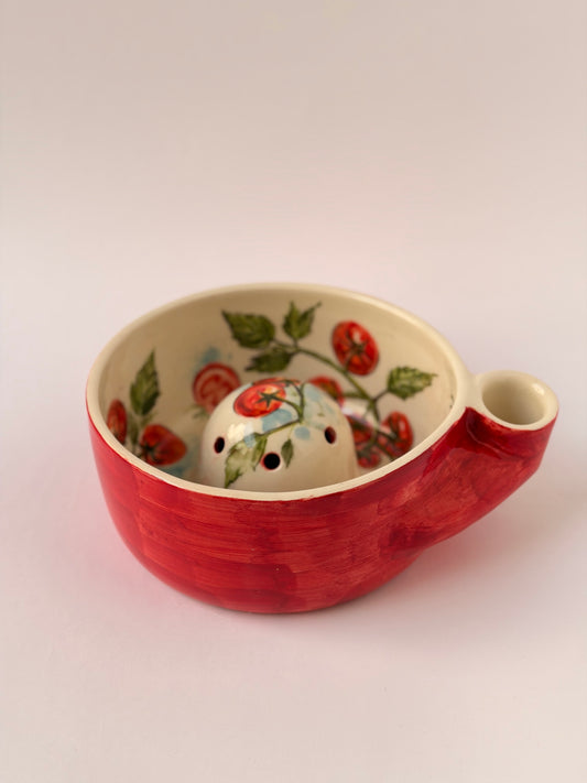 Tomato handmade ceramic washing bowl