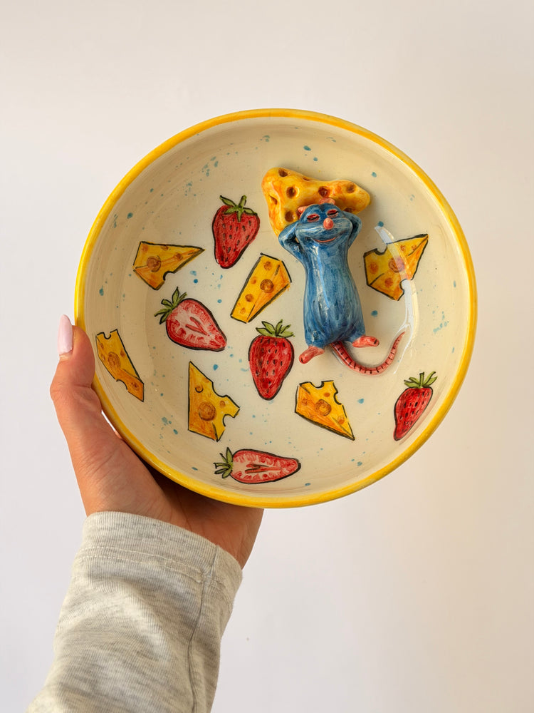 Little Chef handmade ceramic bowl (Note: This product has a small, faint crack that does not affect its usability in any way. It is fully functional and safe to use)