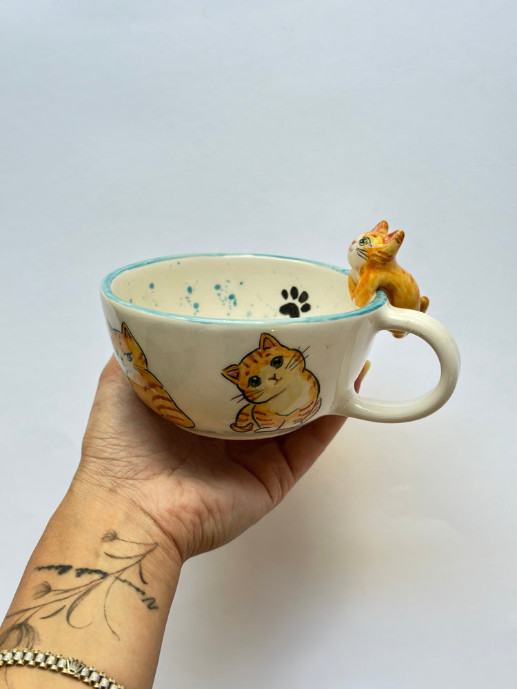 Cat handmade ceramic mug