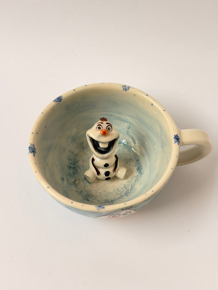 Snow man handmade ceramic mug