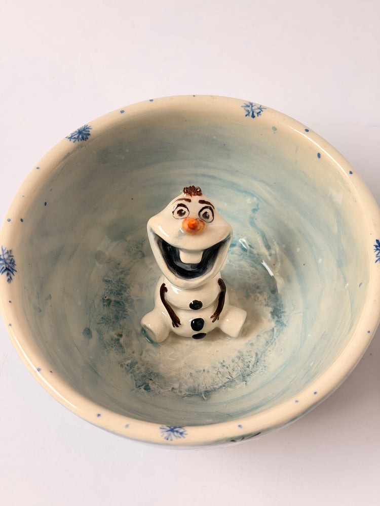 Snow man handmade ceramic mug