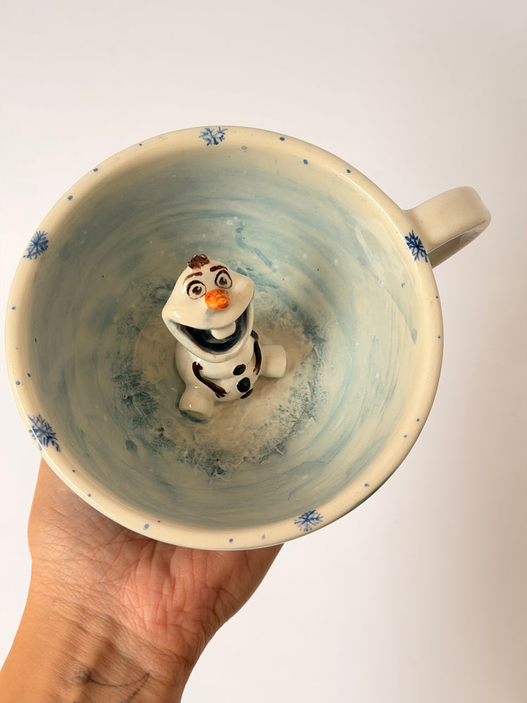 Snow man handmade ceramic mug