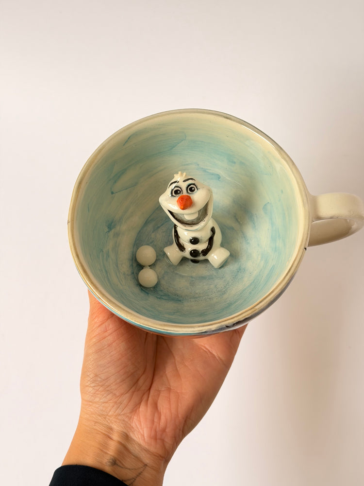 Snow man handmade ceramic mug