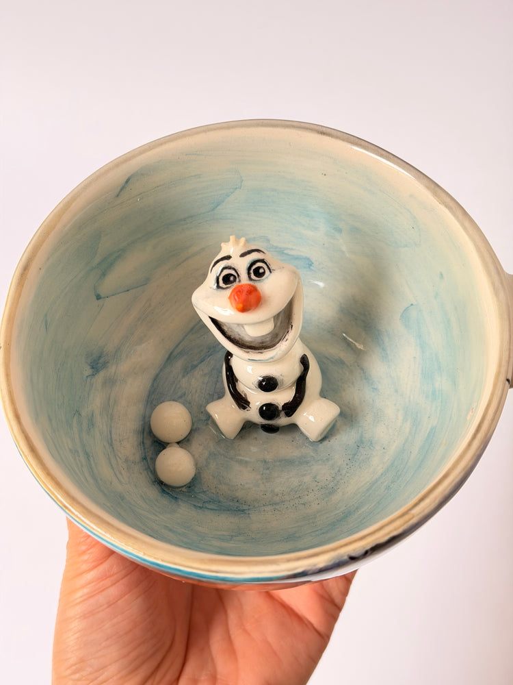 Snow man handmade ceramic mug