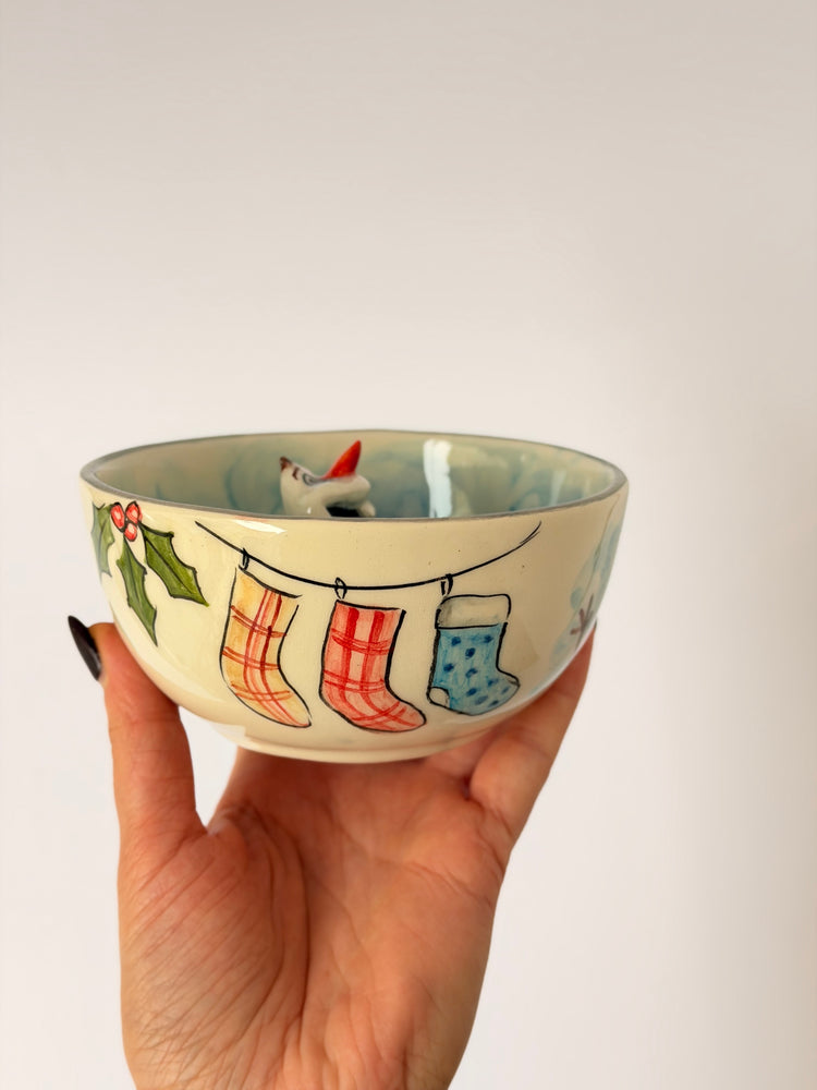 Snow man handmade ceramic mug